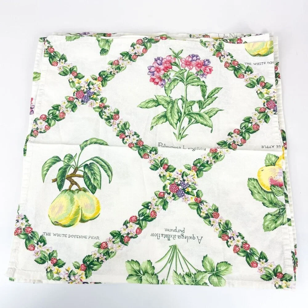 Wilton Court Square Cotton Napkins Set Of 8 With Floral & Fruit Design